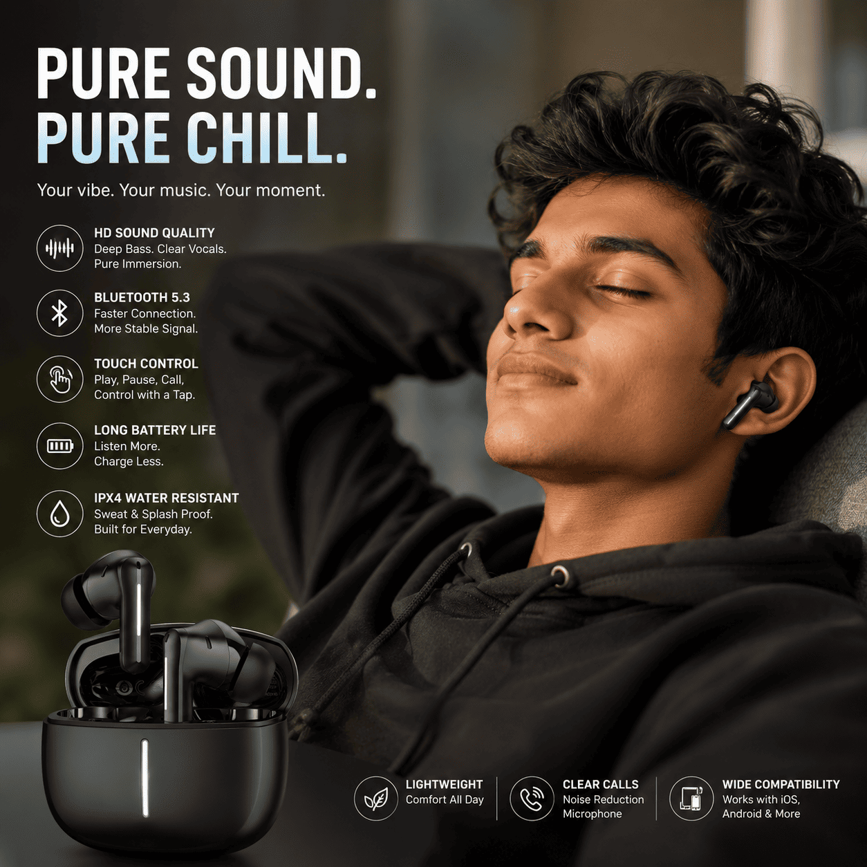 HOCO EQ34 Plus Rima ANC+ENC TWS Earbuds – Bluetooth 5.4