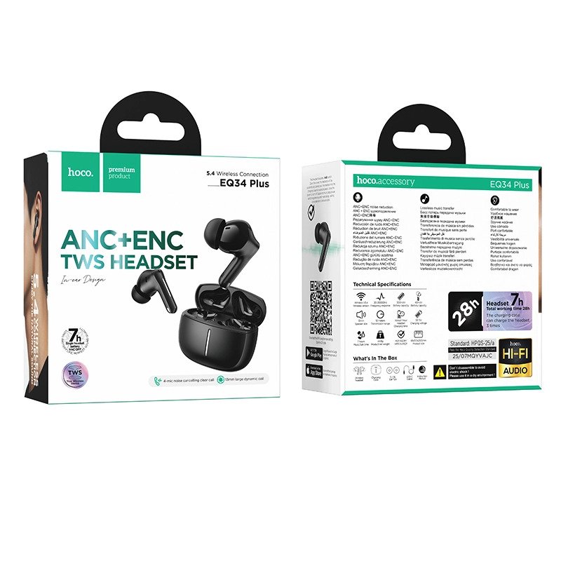 HOCO EQ34 Plus Rima ANC+ENC TWS Earbuds – Bluetooth 5.4