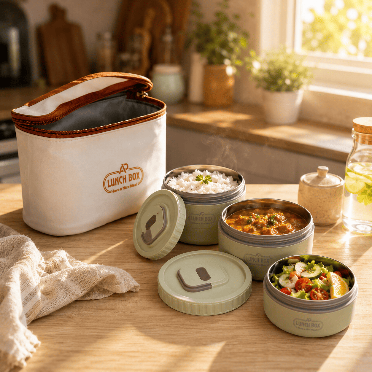 4 layer Thermal Lunch Box With Aluminum Foil Bag
