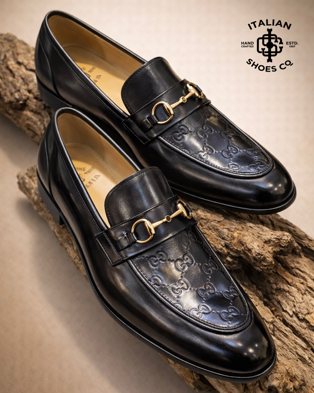Luxury Horsebit Loafer – Black Embossed Edition